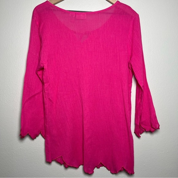 y2k Women Top Medium Hot Pink Asymmetrical Fairy Whymsicsl Ethereal Tie - Picture 3 of 9